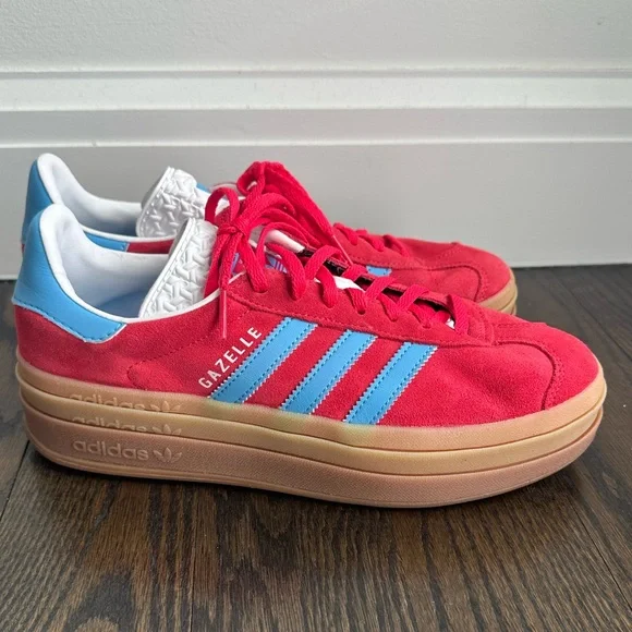 Adidas Originals Gazelle Bold Women's Sneaker in Active Pink/Gum/Blue Size 8 - Picture 5 of 14